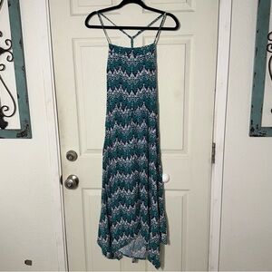Roxy Teal Patterned Maxi Dress Sz Large